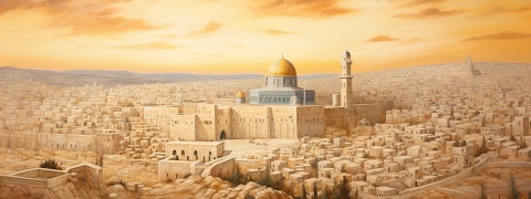 Al-Aqsa Moschee auf dem Tempelberg wie von Midjourney KI dargestellt