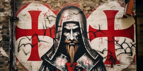 Templer-Graffiti erzeugt von Midjourney KI