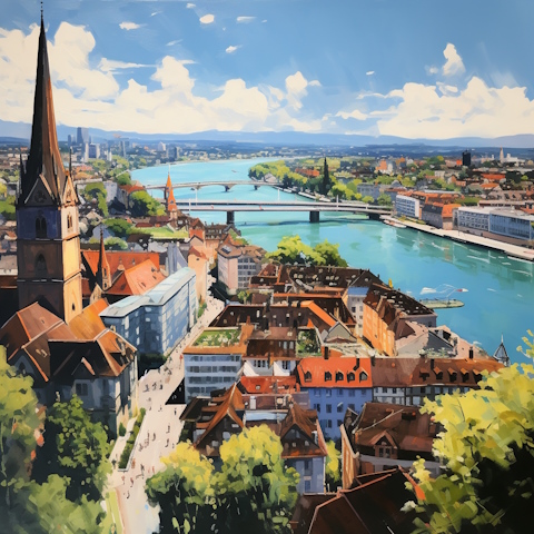Basel wie von Midjourney KI erdacht